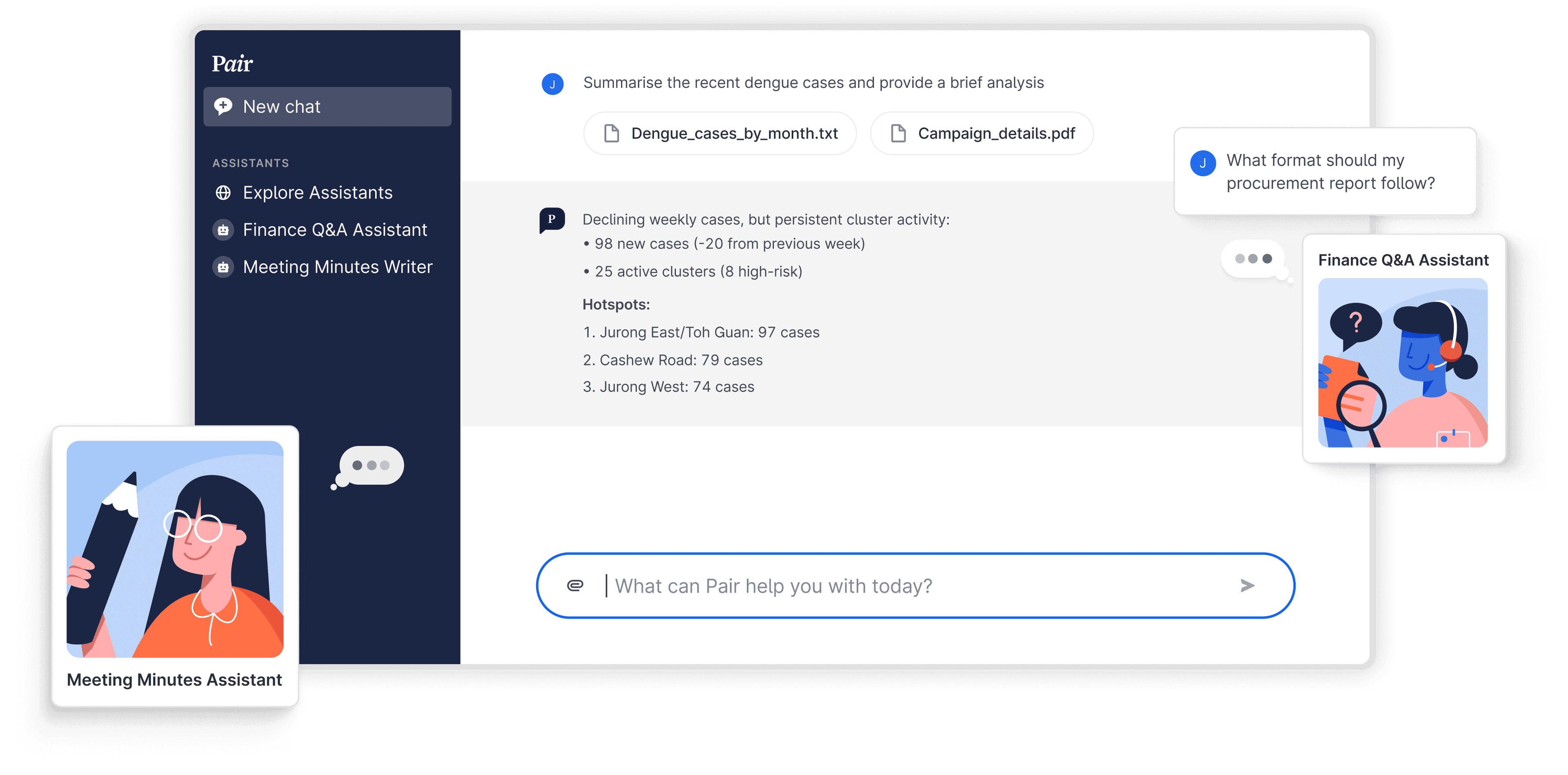 Pair interface showing AI assistant capabilities