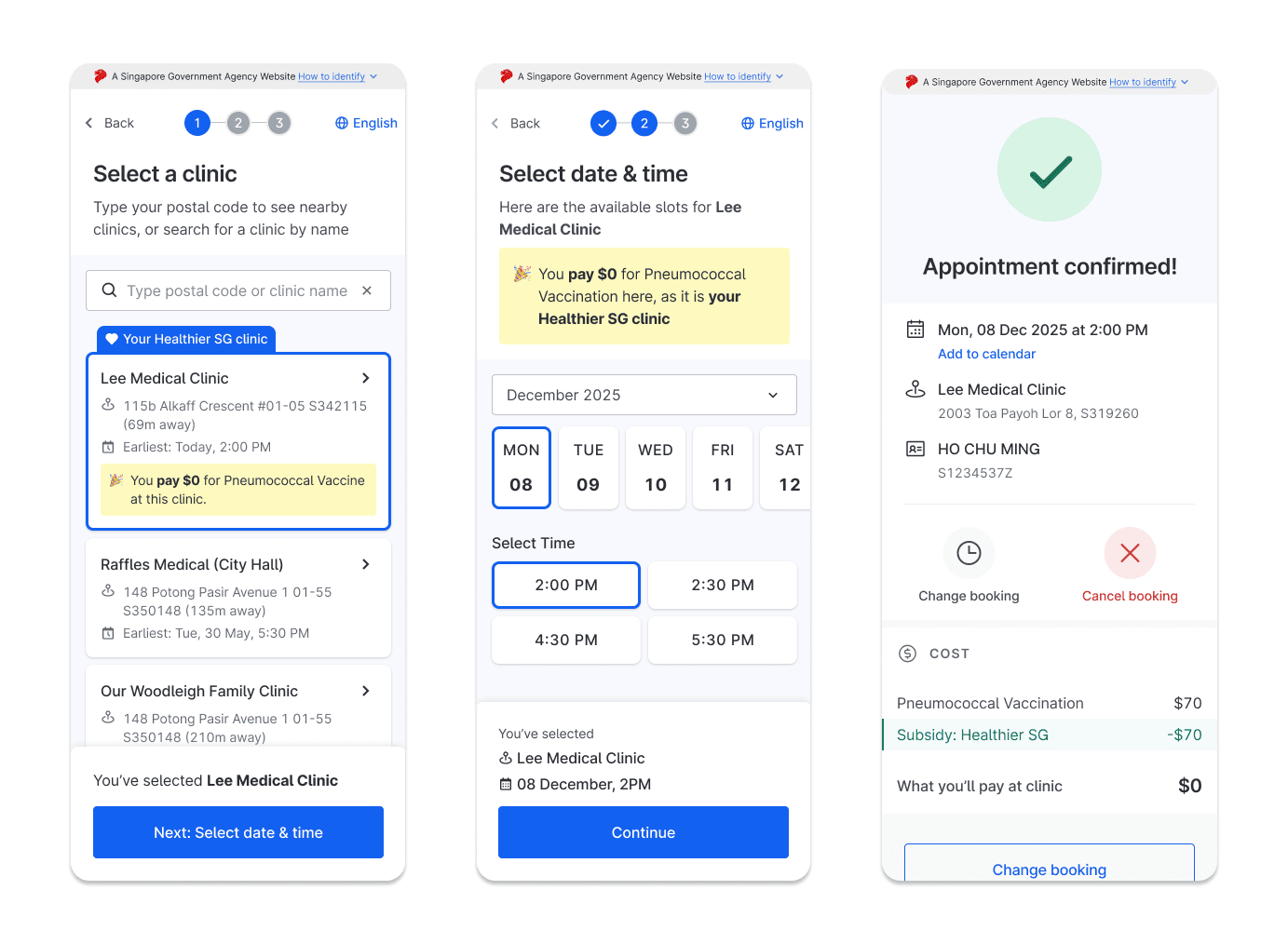 HAS mobile booking flow