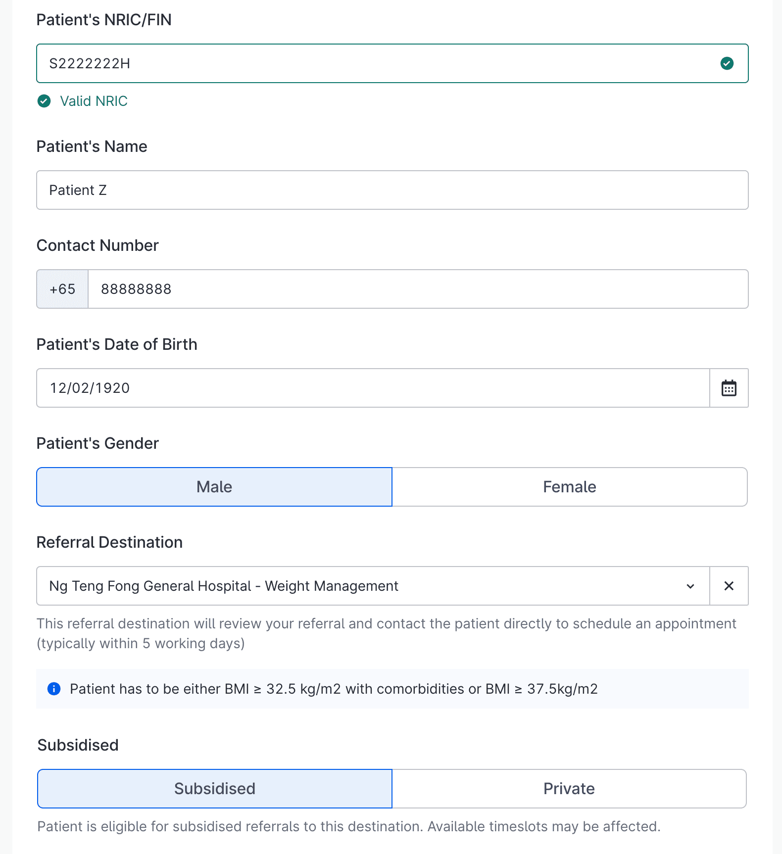 Making a referral using HAS